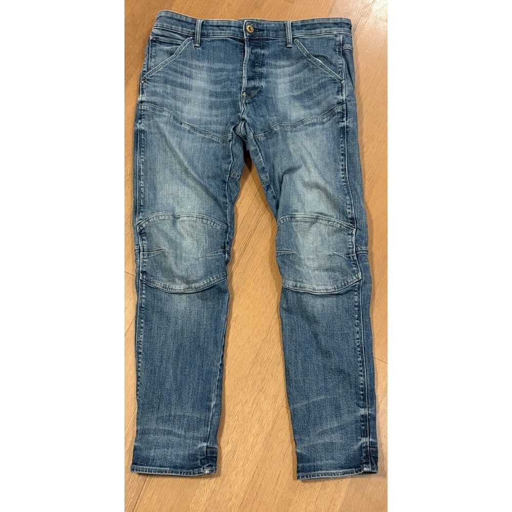 G-STAR RAW 5620 Elwood 3D Slim Jeans 33x32 Faded Denim Worn Whiskered
